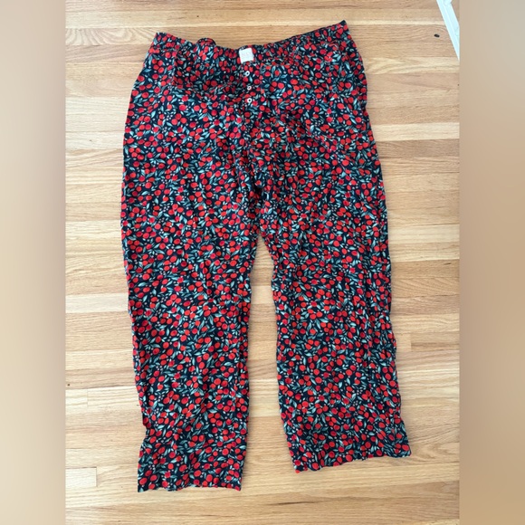 Maternity Floral Red and Black Pajama Set - Picture 2 of 4